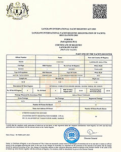 Langkawi registration certificate